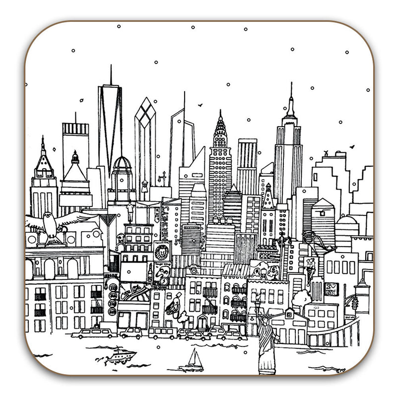 New York Skyline Coaster - black and white