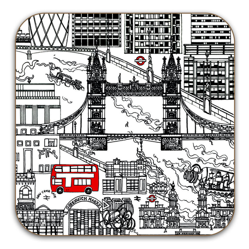 London skyline Black and White - 6 coaster Set