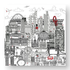 London Skyline Greeting Card in Black and White - Blank Inside