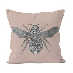 Manchester Skyline - Soft blush pink Bee Cushion