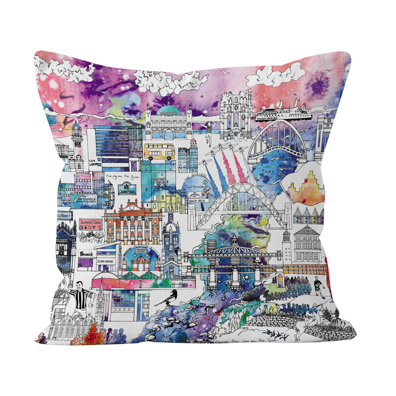 Newcastle Skyline in Colour - Soft Cushion