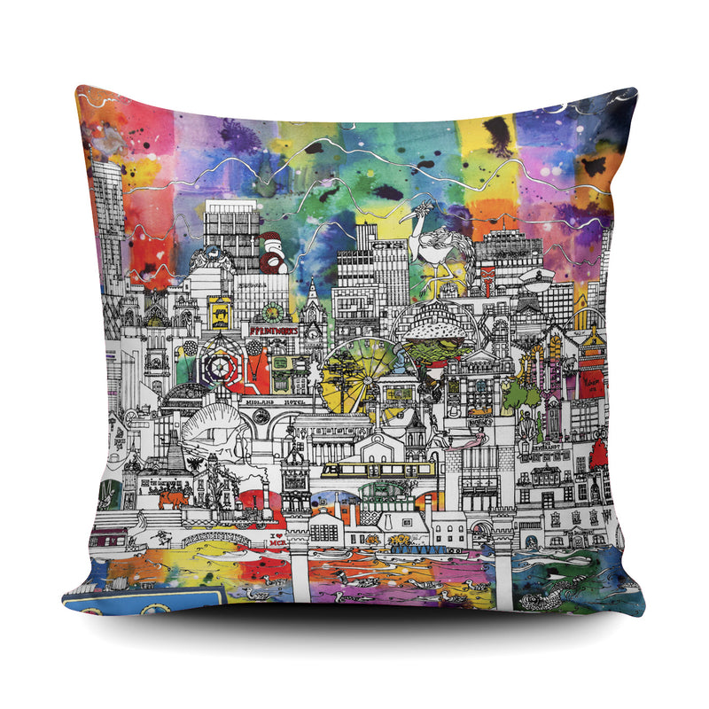 Manchester skyline cushion - colour