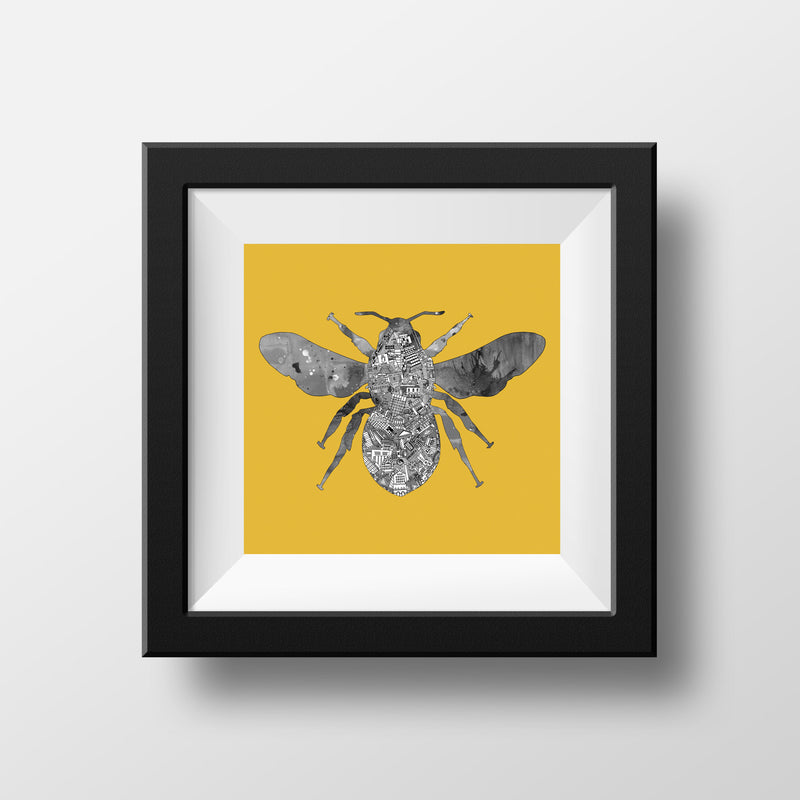 Manchester Bee on Mustard Background