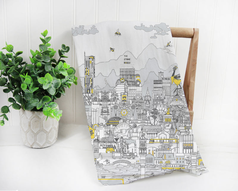 Manchester Skyline - Black, Grey & Yellow Apron